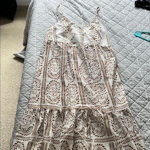 SHEIN Brown and White Patterned Dress